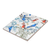 美しい水彩鳥と葉のパターン タイル (側面)