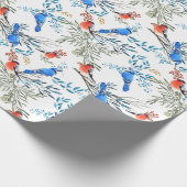 美しい水彩鳥と葉のパターン ラッピングペーパー (角)