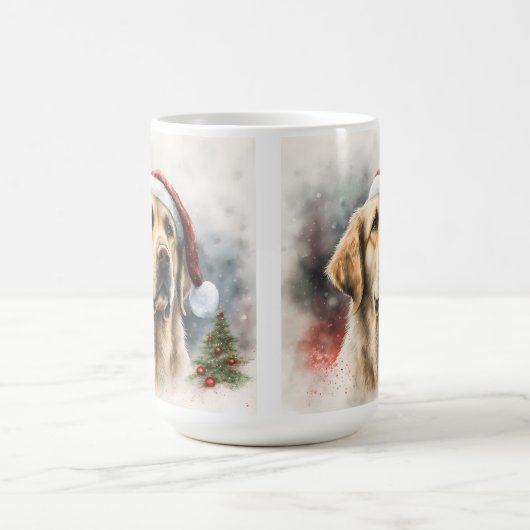 美しい水彩黄金レトリエバー犬 コーヒーマグカップ (中央)