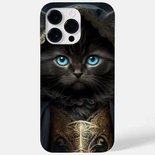 美しい水彩黒猫と金ゴールドベール Case-Mate iPhoneケース (裏面)