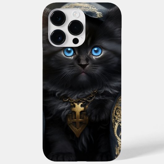 美しい水彩黒猫と金ゴールドベール Case-Mate iPhoneケース (裏面)