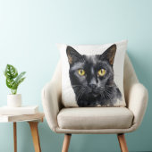 美しい水彩黒猫顔 クッション (椅子)