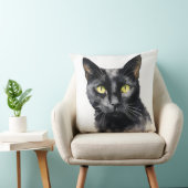美しい水彩黒猫顔 クッション (椅子)