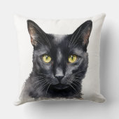 美しい水彩黒猫顔 クッション (裏面)