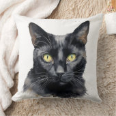 美しい水彩黒猫顔 クッション (ブランケット)