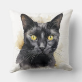 美しい水彩黒猫顔 クッション (裏面)