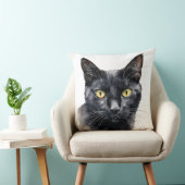 美しい水彩黒猫顔 クッション (椅子)