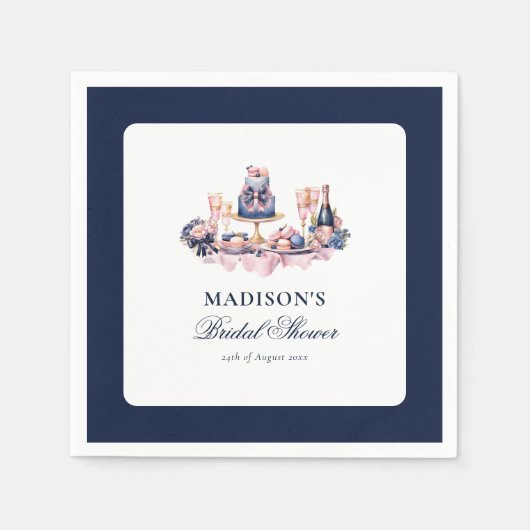 美しい水彩 結婚前お茶会 パーソナライズド スタンダードカクテルナプキン (正面)