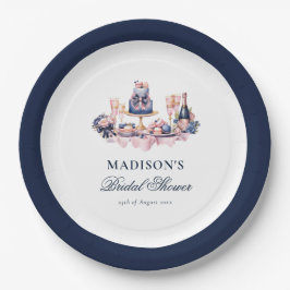 美しい水彩 結婚前お茶会 パーソナライズド ペーパープレート