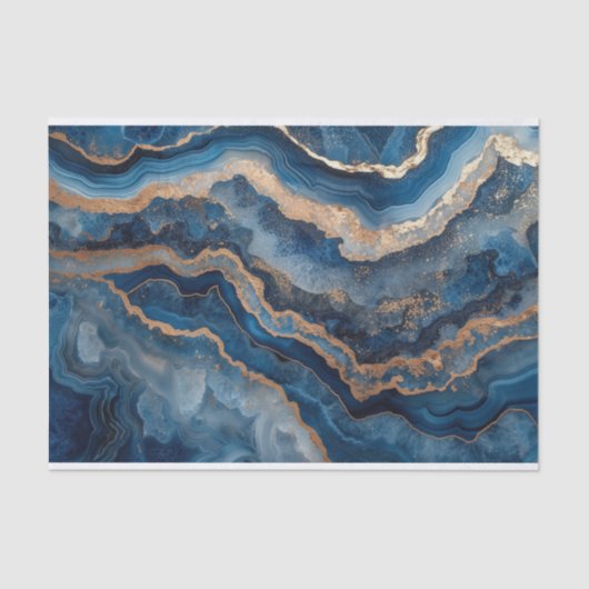 美しい水晶の宝庫は青の色合いで揺れ動く 薄葉紙 (正面)