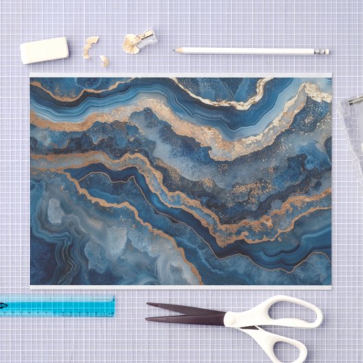 美しい水晶の宝庫は青の色合いで揺れ動く 薄葉紙 (クラフト)