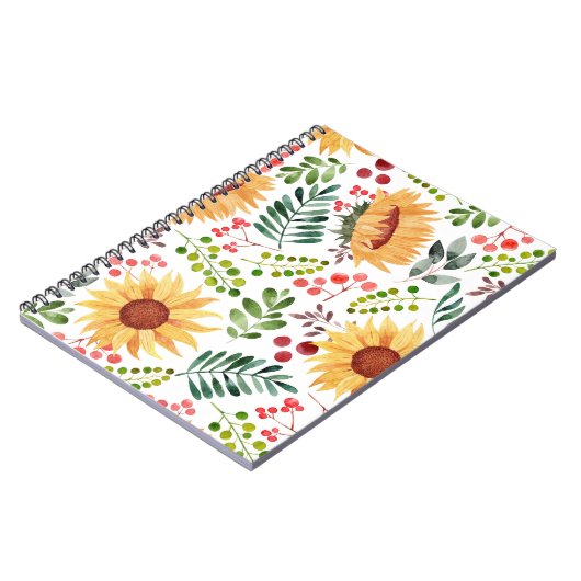 美しい水色のひまわりと果実 ノートブック (左側)