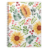 美しい水色のひまわりと果実 ノートブック (正面)