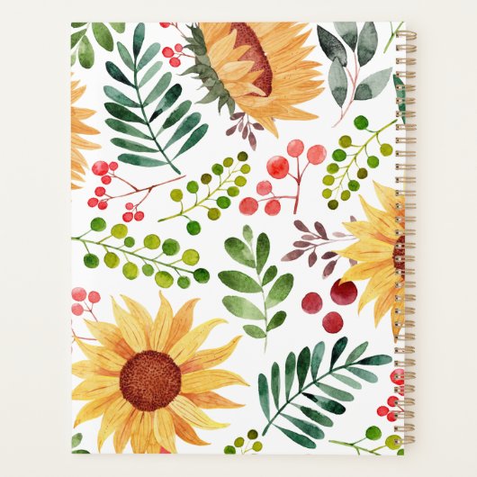 美しい水色のひまわりと果実 プランナー手帳 (裏面)