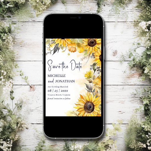 美しい水色のひまわり結婚が 招待状