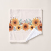 美しい水色のひまわり バスタオルセット (ウォッシュタオル)