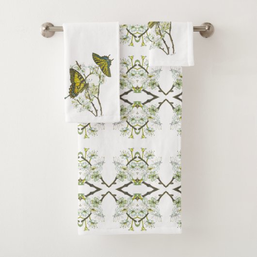 美しい水色のアゲハチョウ蝶 バスタオルセット (インサイチュ)