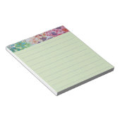 美しい水色のカラフル花が並ぶ ノートパッド (アングル)