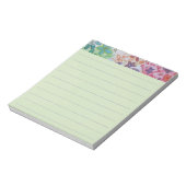 美しい水色のカラフル花が並ぶ ノートパッド (回転)