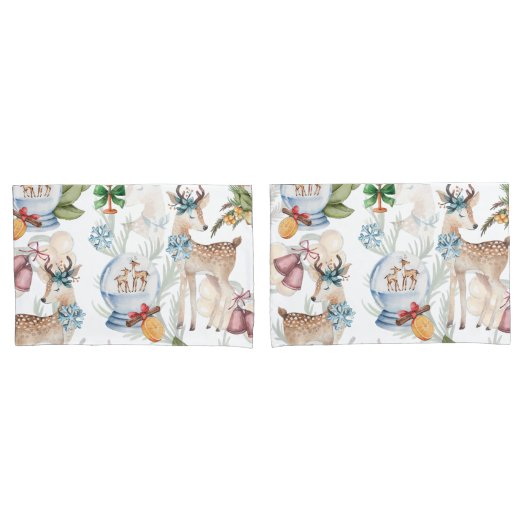 美しい水色のクリスマス 枕カバー (フロントセット)