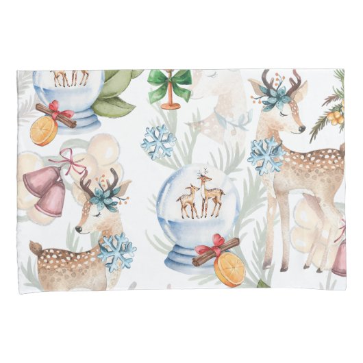 美しい水色のクリスマス 枕カバー (正面右)