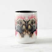 美しい水色のケンジコルソ犬ペア マグカップ (中央)