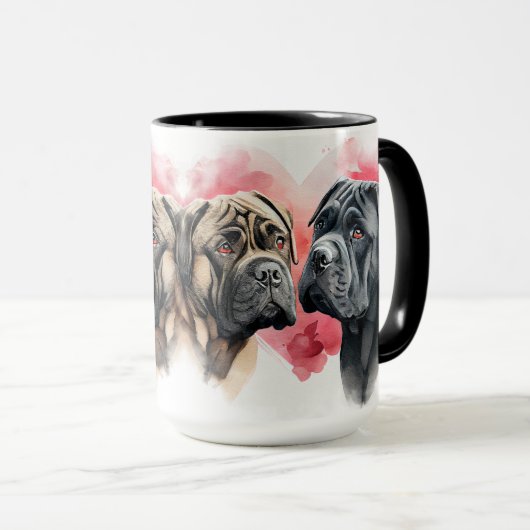 美しい水色のケンジコルソ犬ペア マグカップ (正面右)