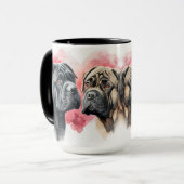 美しい水色のケンジコルソ犬ペア マグカップ (正面左)