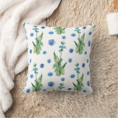 美しい水色のコーンフラワーパターン クッション (ブランケット)
