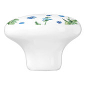 美しい水色のコーンフラワーパターン セラミックノブ (側面)