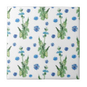 美しい水色のコーンフラワーパターン タイル (正面)