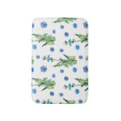美しい水色のコーンフラワーパターン バスマット (正面縦)