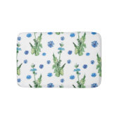 美しい水色のコーンフラワーパターン バスマット (正面)