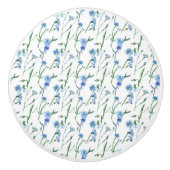 美しい水色のコーンフラワー セラミックノブ (正面)