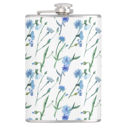 美しい水色のコーンフラワー フラスク (正面)