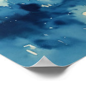 美しい水色のスタイル青、鳥の飛んでいるacro ポスター (角)