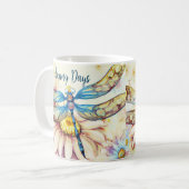 美しい水色のトンボ コーヒーマグカップ (正面左)