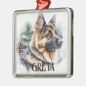 美しい水色のドイツの羊飼い犬 メタルオーナメント (左)