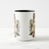 美しい水色のブフランスのルドッグ マグカップ (中央)