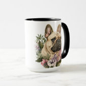 美しい水色のブフランスのルドッグ マグカップ (正面右)