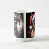 美しい水色のボクサードッグクリスマス コーヒーマグカップ (中央)