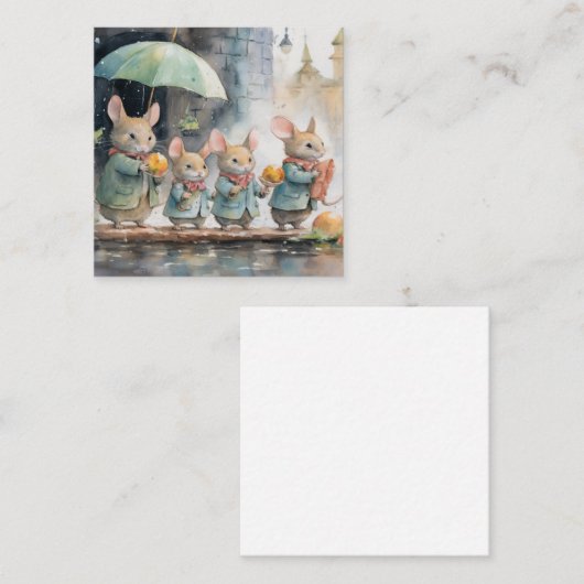 美しい水色のマウスカード ノートカード (正面/裏面)