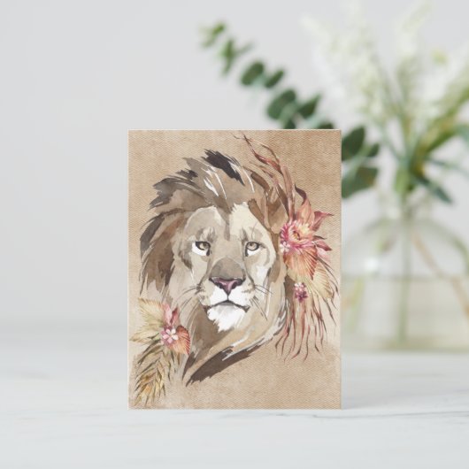 美しい水色のライオン ポストカード (スタンド正面)