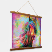 美しい水色のレインボーホース 吊り下げ型タペストリー (傾斜あり)