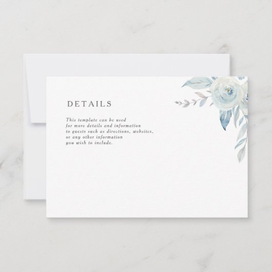 美しい水色の埃っぽい青結婚の詳細 出欠カード (正面)