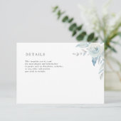 美しい水色の埃っぽい青結婚の詳細 出欠カード (スタンド正面)