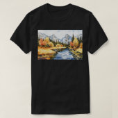美しい水色の川と山の風景 Tシャツ (デザイン正面)