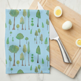 美しい水色の木 キッチンタオル