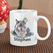 美しい水色の狼の名パーソナライズされた前 コーヒーマグカップ