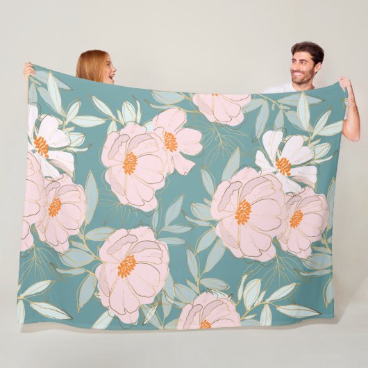 美しい水色の甘い植物性ブルーピンクファイル フリースブランケット (インサイチュ)
